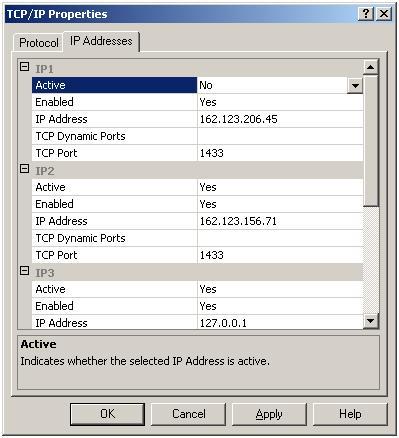 TCPIP Properties Active No