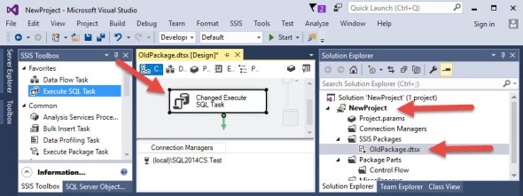 Make changes to the old package in the new project.