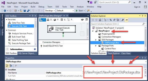 Old package location in the new project.